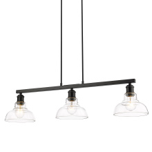 Golden 0305-LP BLK-CLR - Yep by Golden Lighting Carver 3-light Island Light in Matte Black and Clear Glass